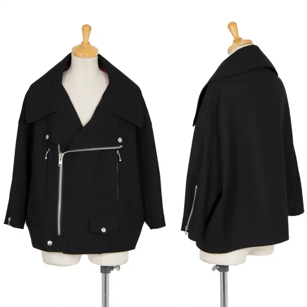 ジュンヤワタナベ コムデギャルソンJUNYA WATANABE COMME des GARCONS ボックスシルエットライダースジャケット 黒S K-96395_001