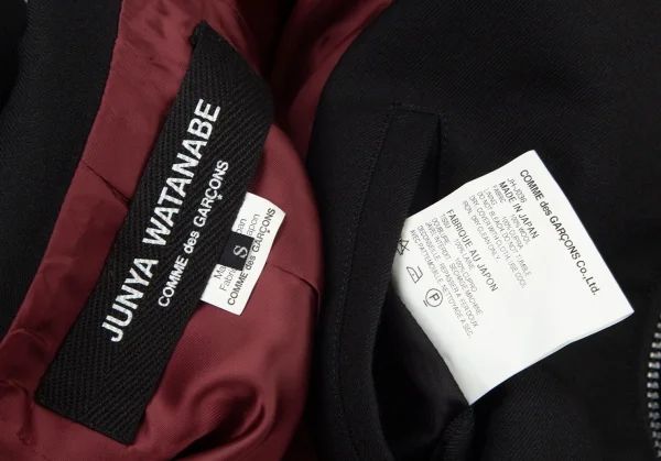 ジュンヤワタナベ コムデギャルソンJUNYA WATANABE COMME des GARCONS ボックスシルエットライダースジャケット 黒S K-96395_018