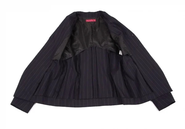 シンイチロウアラカワSHINICHRO ARAKAWA ピンストライプエルボースリットジャケット 紺36 K-96406_011
