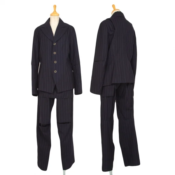 シンイチロウアラカワSHINICHRO ARAKAWA ピンストライプエルボースリットジャケット 紺36 K-96406_016