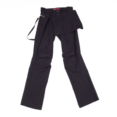 シンイチロウアラカワSHINICHRO ARAKAWA ピンストライプニースリットパンツ 紺