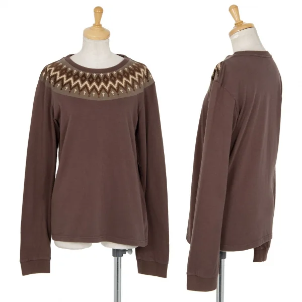 ナンバーナイン NUMBER(N)INE クロスフェアアイルプリントカットソー 茶2 K-96410_001