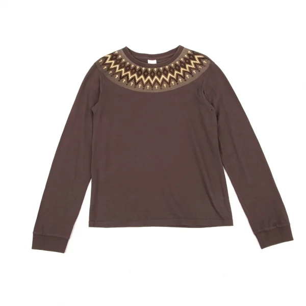 ナンバーナイン NUMBER(N)INE クロスフェアアイルプリントカットソー 茶2 K-96410_002