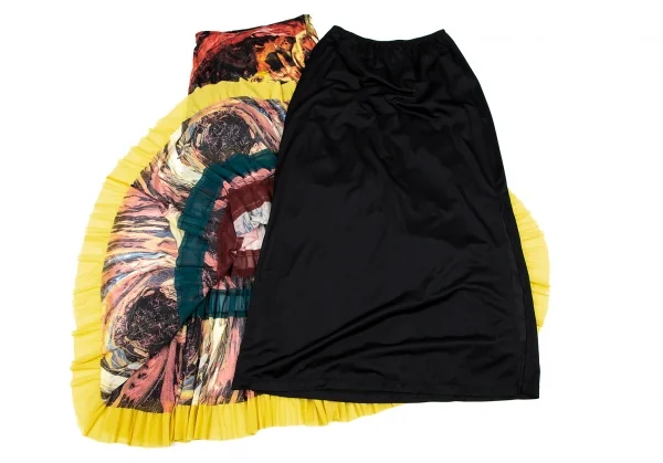 ジャンポールゴルチエJean Paul GAULTIER グラフィックプリントパワーネットボーダー切替スカート マルチ40 K-96483_010