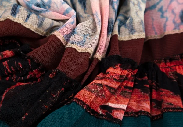 ジャンポールゴルチエJean Paul GAULTIER グラフィックプリントパワーネットボーダー切替スカート マルチ40 K-96483_013