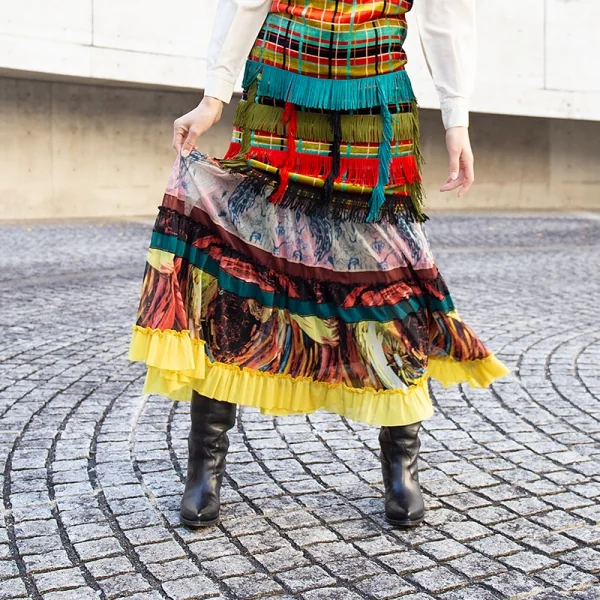 ジャンポールゴルチエJean Paul GAULTIER グラフィックプリントパワーネットボーダー切替スカート マルチ40 K-96483_014