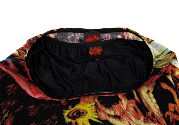 ジャンポールゴルチエJean Paul GAULTIER グラフィックプリントパワーネットボーダー切替スカート マルチ40 K-96483_004