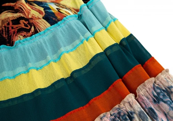 ジャンポールゴルチエJean Paul GAULTIER グラフィックプリントパワーネットボーダー切替スカート マルチ40 K-96483_006