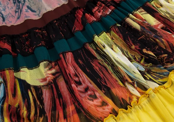 ジャンポールゴルチエJean Paul GAULTIER グラフィックプリントパワーネットボーダー切替スカート マルチ40 K-96483_008