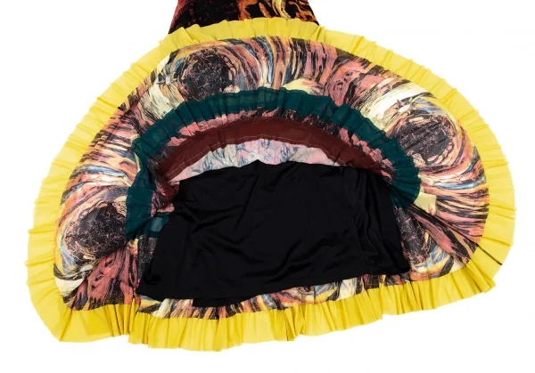 ジャンポールゴルチエJean Paul GAULTIER グラフィックプリントパワーネットボーダー切替スカート マルチ40 K-96483_009