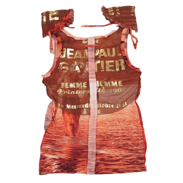 ジャンポールゴルチエ ファムJean Paul GAULTIER FEMME ショルダーパット付きピンキングカットノースリーブ 赤他40 K-96485_012