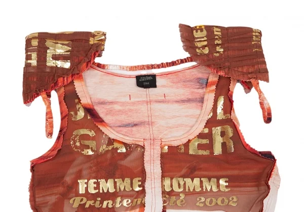 ジャンポールゴルチエ ファムJean Paul GAULTIER FEMME ショルダーパット付きピンキングカットノースリーブ 赤他40 K-96485_003