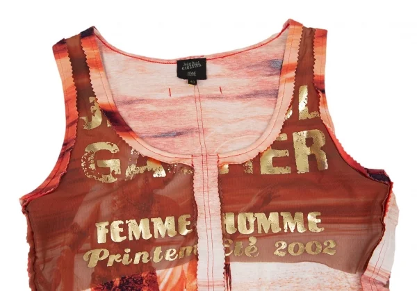 ジャンポールゴルチエ ファムJean Paul GAULTIER FEMME ショルダーパット付きピンキングカットノースリーブ 赤他40 K-96485_007