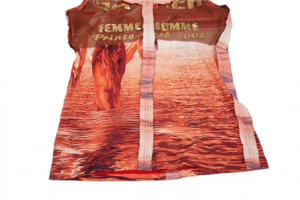 ジャンポールゴルチエ ファムJean Paul GAULTIER FEMME ショルダーパット付きピンキングカットノースリーブ 赤他40 K-96485_008