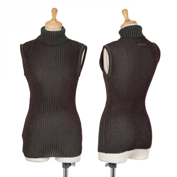 ジャンポールゴルチエ ファムJean Paul GAULTIER FEMME グリッターニットタートルネックノースリーブ