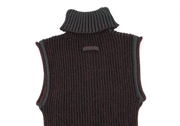ジャンポールゴルチエ ファムJean Paul GAULTIER FEMME グリッターニットタートルネックノースリーブ カーキボルドー40 K-96486_010