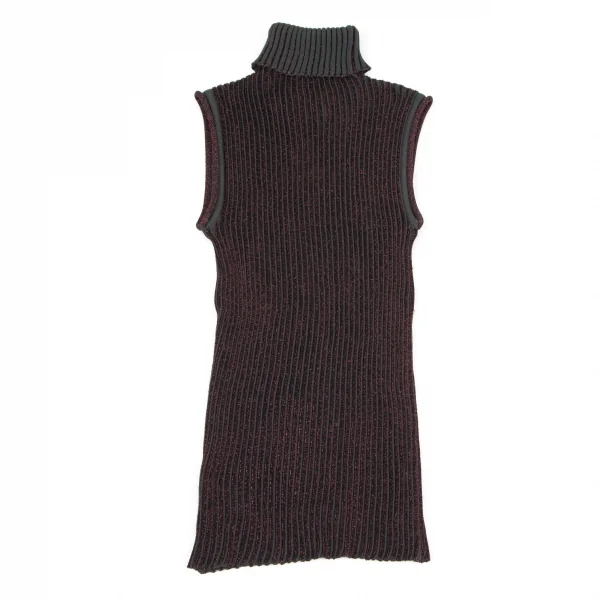 ジャンポールゴルチエ ファムJean Paul GAULTIER FEMME グリッターニットタートルネックノースリーブ カーキボルドー40 K-96486_002