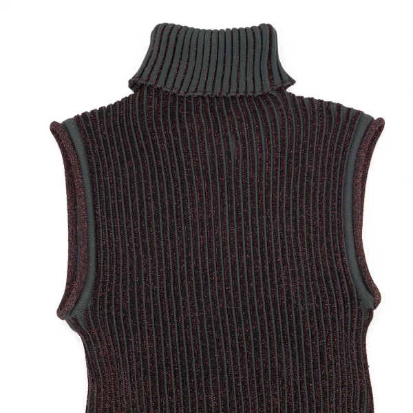 ジャンポールゴルチエ ファムJean Paul GAULTIER FEMME グリッターニットタートルネックノースリーブ カーキボルドー40 K-96486_003