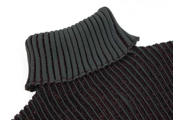 ジャンポールゴルチエ ファムJean Paul GAULTIER FEMME グリッターニットタートルネックノースリーブ カーキボルドー40 K-96486_004