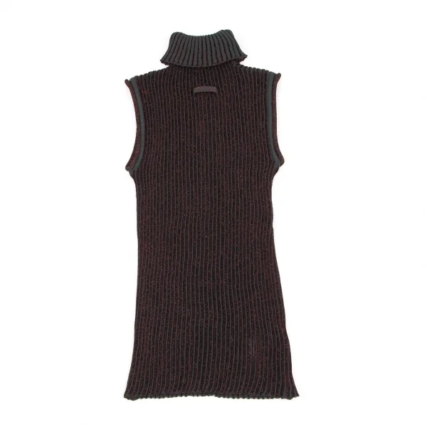 ジャンポールゴルチエ ファムJean Paul GAULTIER FEMME グリッターニットタートルネックノースリーブ カーキボルドー40 K-96486_009