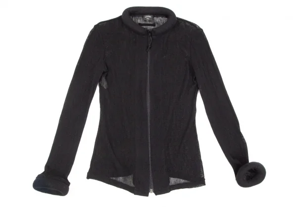 ジャンポールゴルチエ ファムJean Paul GAULTIER FEMME ドーナツリブメッシュウールニットジャケット 黒40 K-96494_002