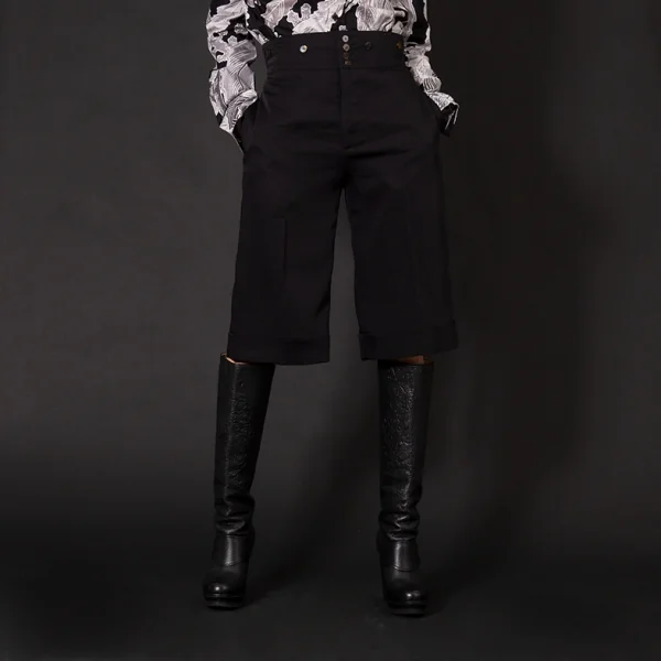 ジャンポールゴルチエ ファムJean Paul GAULTIER FEMME ストレッチシンチバックハーフパンツ 黒40 K-96506_015