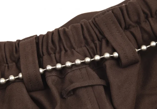 ジャンポールゴルチエ ファムJean Paul GAULTIER FEMME ボールチェーンベルト付きワイドパンツ 茶38 K-96507_013