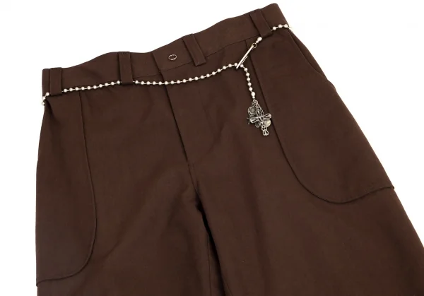 ジャンポールゴルチエ ファムJean Paul GAULTIER FEMME ボールチェーンベルト付きワイドパンツ 茶38 K-96507_002