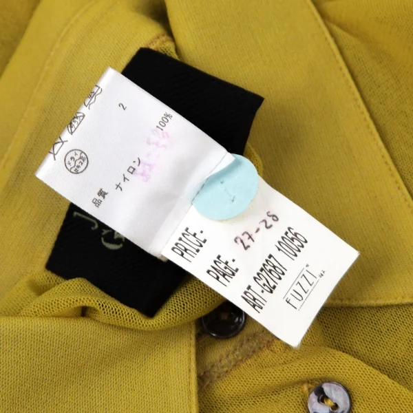 ジャンポールゴルチエ マイユファムJean Paul GAULTIER MAILLE FEMME ワイドドレープパワーネットシャツ マスタードM K-96510_016