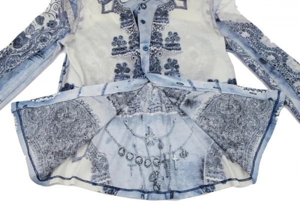 ジャンポールゴルチエ オムJean Paul GAULTIER HOMME ブレード装飾転写プリント天竺シャツ オフ水色48 K-96516_011