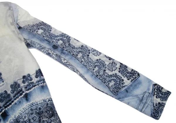 ジャンポールゴルチエ オムJean Paul GAULTIER HOMME ブレード装飾転写プリント天竺シャツ オフ水色48 K-96516_006