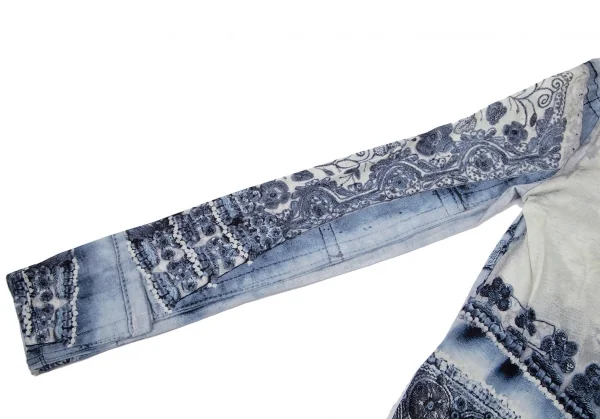 ジャンポールゴルチエ オムJean Paul GAULTIER HOMME ブレード装飾転写プリント天竺シャツ オフ水色48 K-96516_007