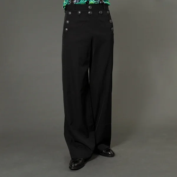 ジャンポールゴルチエ クラシックJean Paul GAULTIER CLASSIQUE ウールギャバセーラーパンツ 黒48 K-96523_015