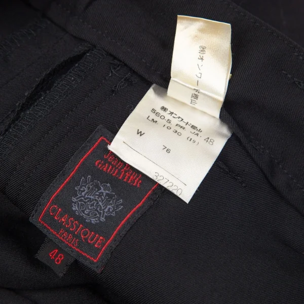 ジャンポールゴルチエ クラシックJean Paul GAULTIER CLASSIQUE ウールギャバセーラーパンツ 黒48 K-96523_016
