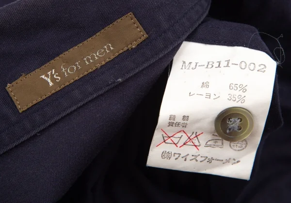 ワイズフォーメンY's for men コットンレーヨンチャイナボタンシャツ 紺M位 K-96696_017