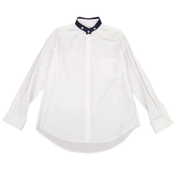 ヨウジヤマモト プールオムYohji Yamamoto POUR HOMME 襟着脱バンドカラーダブルカフスシャツ 白3 K-96707_001