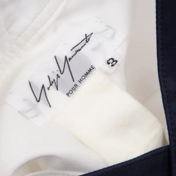 ヨウジヤマモト プールオムYohji Yamamoto POUR HOMME 襟着脱バンドカラーダブルカフスシャツ 白3 K-96707_017