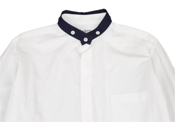 ヨウジヤマモト プールオムYohji Yamamoto POUR HOMME 襟着脱バンドカラーダブルカフスシャツ 白3 K-96707_002