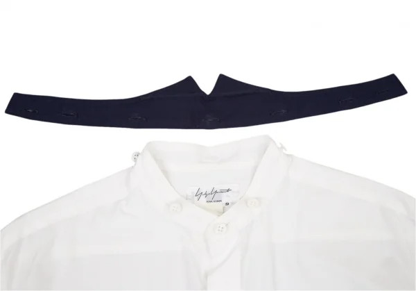 ヨウジヤマモト プールオムYohji Yamamoto POUR HOMME 襟着脱バンドカラーダブルカフスシャツ 白3 K-96707_003