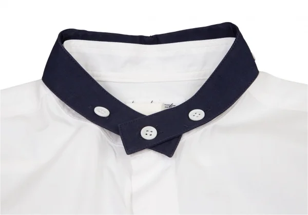 ヨウジヤマモト プールオムYohji Yamamoto POUR HOMME 襟着脱バンドカラーダブルカフスシャツ 白3 K-96707_004