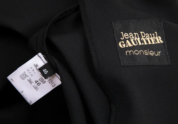 ジャンポールゴルチエ ムッシュJean Paul GAULTIER monsieur ストレッチウールボタンレスジャケット 黒46 K-96712_013