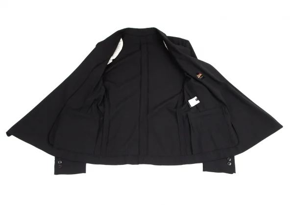 ジャンポールゴルチエ ムッシュJean Paul GAULTIER monsieur ストレッチウールボタンレスジャケット 黒46 K-96712_007