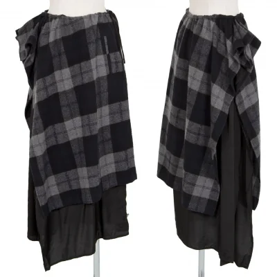 ワイズY's レイヤードサイドオープンチェックスカート