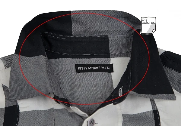 イッセイミヤケ メンISSEY MIYAKE MEN 波チェック切替シャツ 黒白3 K-96797_005