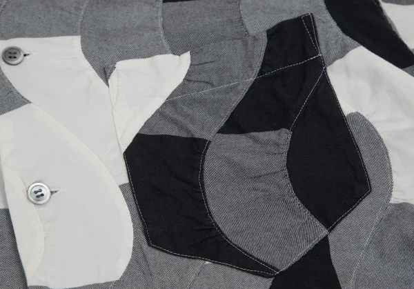 イッセイミヤケ メンISSEY MIYAKE MEN 波チェック切替シャツ 黒白3 K-96797_007