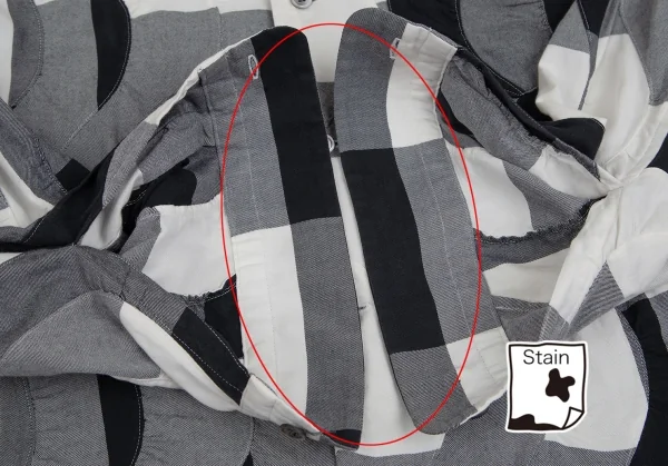 イッセイミヤケ メンISSEY MIYAKE MEN 波チェック切替シャツ 黒白3 K-96797_009