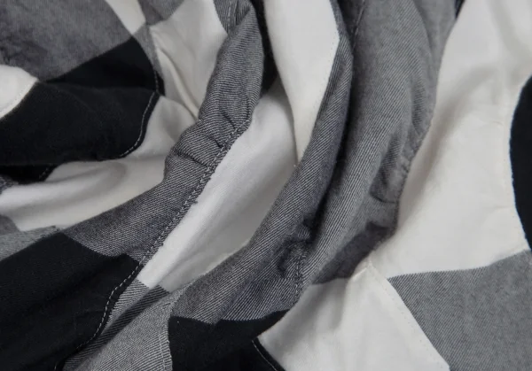 イッセイミヤケ メンISSEY MIYAKE MEN 波チェック切替シャツ 黒白3 K-96797_017