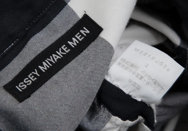 イッセイミヤケ メンISSEY MIYAKE MEN 波チェック切替シャツ 黒白3 K-96797_018