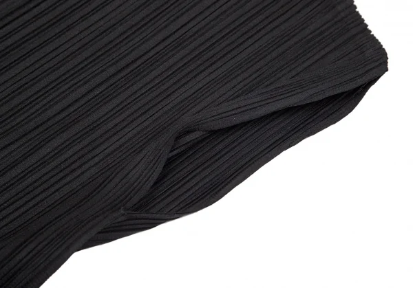 プリーツプリーズPLEATS PLEASE 裾異素材刺繍切替プリーツノースリーブワンピース 黒グレーM位 K-96840_004