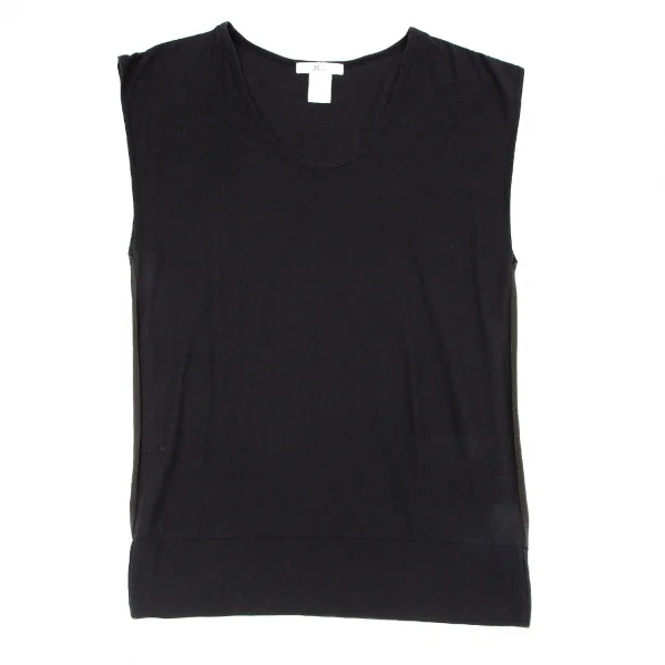 イッセイミヤケISSEY MIYAKE 24 バックグリッター切替ボックスシルエットノースリーブ 黒ゴールドM位 K-96866_002